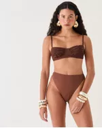 CALCINHA BIQUÍNI HOT PANTS CAVADA MARROM LIZ