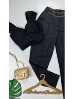 Conjunto Cropped e Calça Corrente Preto 