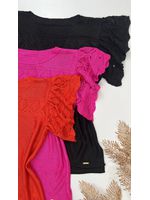 Blusa de Linha Manga Babado Preto 