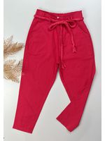 Calça Sarja Cenoura Cinto Trançado Goiaba 