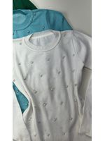 Tricot Manga Longa Perolas Branca 