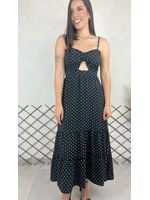 Vestido Mid Alcinha Poa Preto 