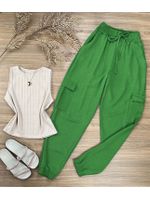 Calça Jogger Cargo Crepe Duna Verde