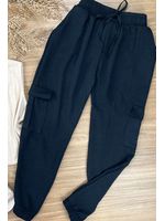 Calça Jogger Cargo Crepe Duna Preta