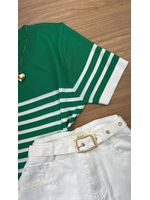 Blusa Com Detalhes em Listras 