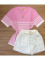 Blusa Com Detalhes em Listras