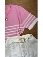 Blusa Com Detalhes em Listras