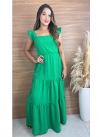 Vestido Longo Pipoquinha Verde Bandeira 