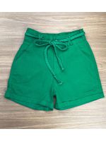 Short Sarja Cinto Trançado Verde