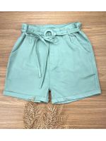Short Sarja Cenoura Com Cinto Verde Menta 