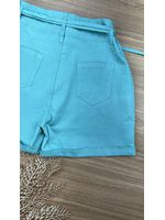 Short Sarja Cenoura Com Cinto Verde Menta 