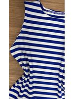 Blusa Regata Canelada Com Listras Azul Escuro 