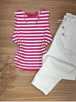 Blusa Regata Canelada Com Listras pink