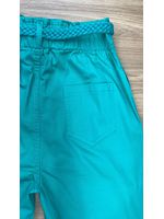 Calça Cenoura com Cinto Trançado Verde Água
