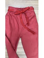 Calça Cenoura com Cinto Trançado Terracota