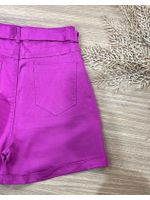 Short Sarja Cenoura Cinto Fivela Fucsia