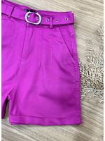 Short Sarja Cenoura Cinto Fivela Fucsia