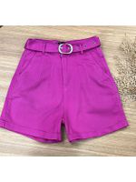 Short Sarja Cenoura Cinto Fivela Fucsia