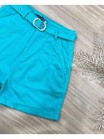 Short Sarja Cenoura Cinto Fivela Verde Água