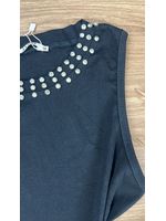Blusa Regata Gola com Strass Preta