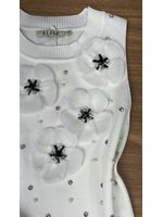 Blusa Tricô Modal Flores Branca