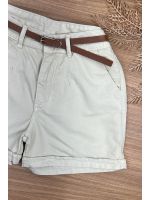 Short Com Cinto Sarja Bege 