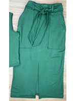 Conjunto Moletinho Saia Mid e Blusa Gola Alta Verde Militar