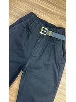 Calça Cenoura Preta Com Cinto Quadradinho 