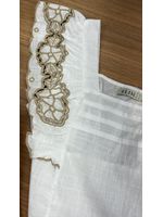 Crooped de manga bordada Branco