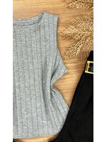 Blusa Canelada Max Croped Regata Cinza