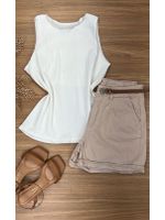 Blusa Canelada Regata Branca