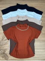 Blusa Manga Curta Gola Alta Marrom