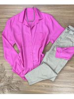 Camisa Viscose Bolsos Rosa 