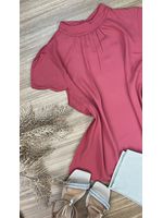 Blusa Manga Curta Crepe Coral