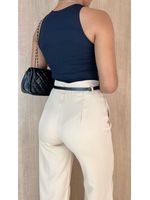Calça Wide Alfaiataria Bege