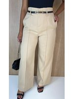 Calça Wide Alfaiataria Bege