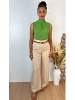 Blusa Regata Crepe com Gola Alta Verde