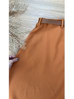Saia Midi Alfaiataria Caramelo Com Cinto