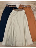 Saia Midi Alfaiataria Caramelo Com Cinto