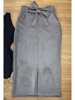 Saia Midi Suede Cinza