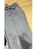 Saia Midi Suede Cinza