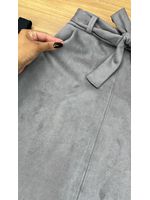 Saia Midi Suede Cinza