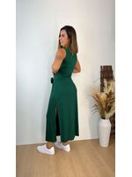 Vestido Longo Malha Regata com Amarração Verde Floresta 