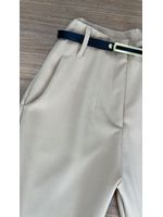Calça Alfaiataria com Cinto Bege Claro