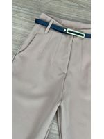 Calça Alfaiataria com Cinto Bege Escuro