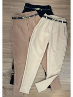 Calça Alfaiataria com Cinto Bege Claro