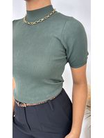Blusa Modal Manga Curta Verde Militar 