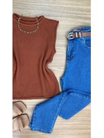 Blusa Tricô Colete Caramelo