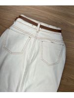 Saia Midi Off White com Cinto