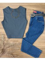 Blusa Cavada Linho Cinza